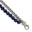 Stainless Steel Polished Box Chain and Blue Tiger's Eye Beads 2 Strand Bracelet