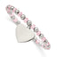 Stainless Steel Polished Heart Dangle 6mm Pink Glass Beaded Stretch Bracelet for Women