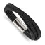 Chisel Stainless Steel Polished Multi Strand Black Leather Bracelet
