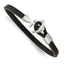 Stainless Steel Polished Anchor Black Leather Bracelet