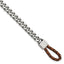 Stainless Steel Brushed and Polished Curb Chain with Brown Braided Leather Hook Bracelet for Men