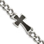 Stainless Steel Polished with Black Carbon Fiber Inlay Cross Bracelet for Men