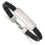 Stainless Steel Polished Black Leather 2 Strand ID Bracelet