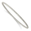Stainless Steel Polished and Textured 2mm Slip on Bangle Bracelet for Women