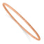 Stainless Steel Polished and Textured Rose IP-plated 2mm Slip on Bangle Bracelet for Women