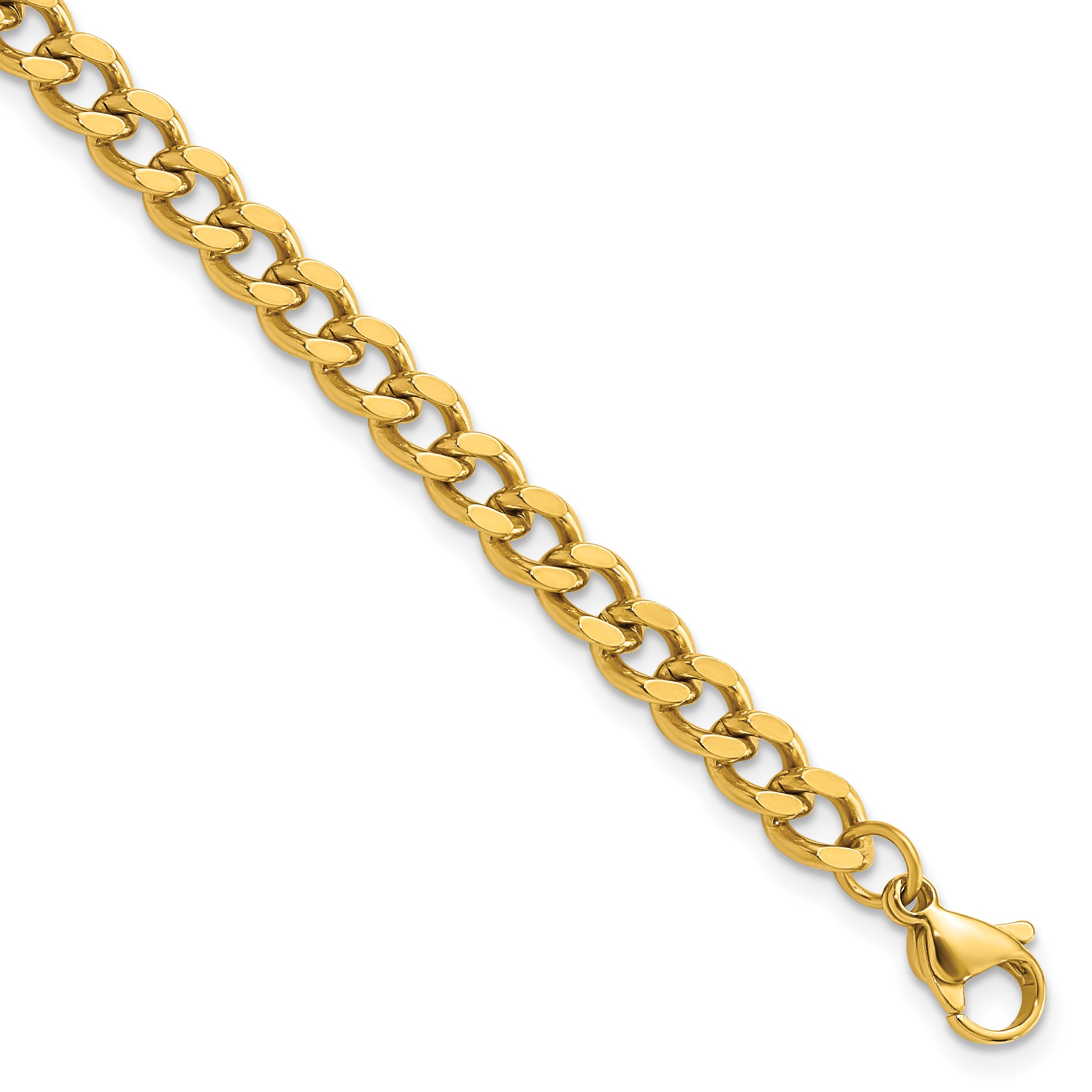 Chisel Stainless Steel Polished Yellow IP-plated 5mm 8.5in Curb Chain Bracelet