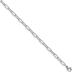 Chisel Stainless Steel Polished Elongated Open Link Paperclip 6.5 inch + 1.25 inch Bracelet