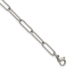 Chisel Stainless Steel Polished Elongated Open Link Paperclip 7 inch Bracelet with 1.25 inch Extension