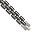 Brushed & Black Rubber Link Bracelet in Stainless Steel, 16.5mm 8" - Sophia Jewelers