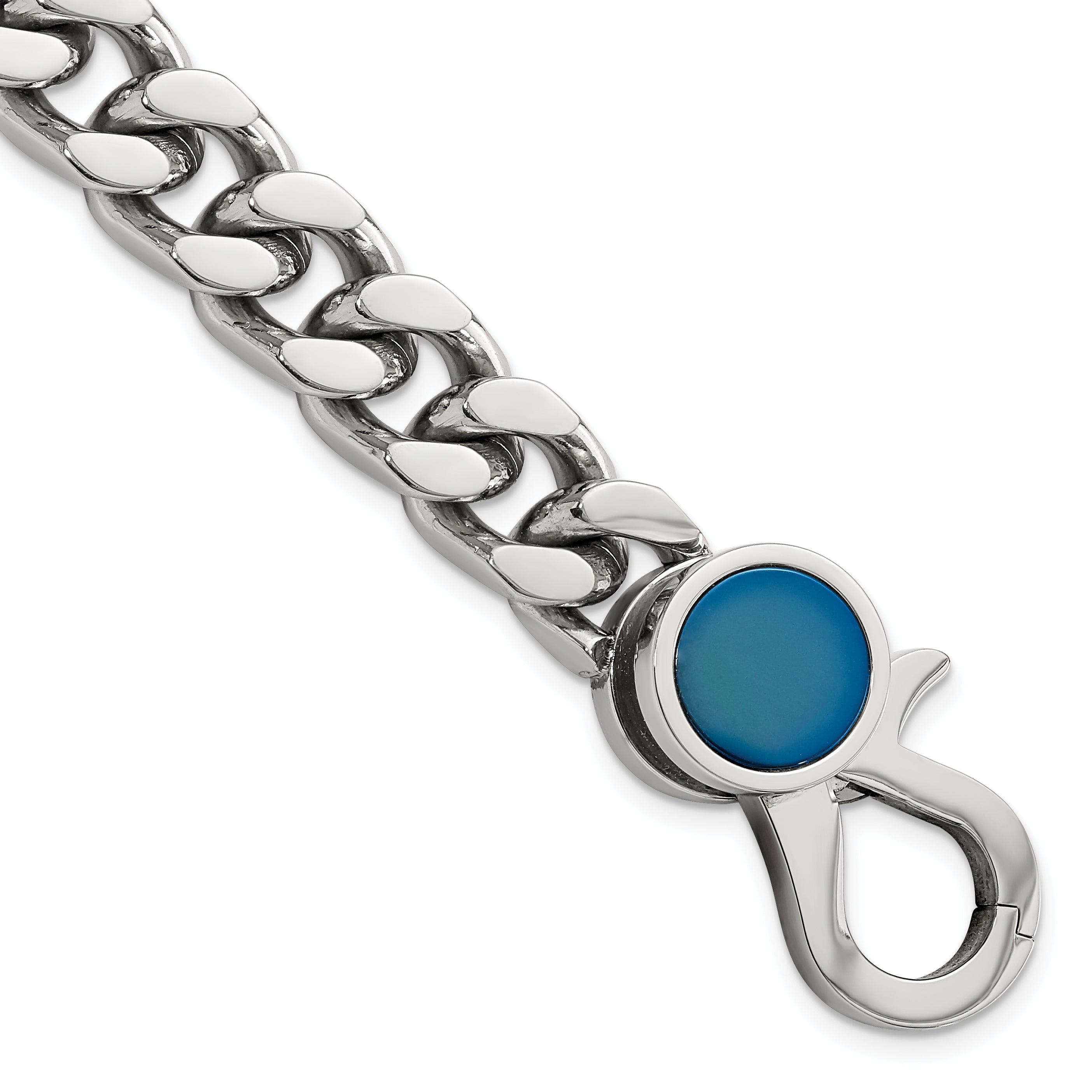 Chisel Stainless Steel Polished Blue IP-plated 8 inch Curb Link Bracelet