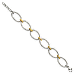 Chisel Stainless Steel Polished Yellow IP-plated Open Link 7.5 inch Bracelet with 1 inch Extension