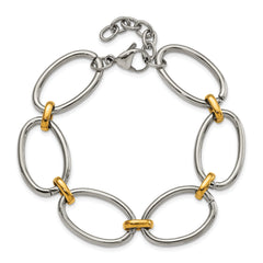 Chisel Stainless Steel Polished Yellow IP-plated Open Link 7.5 inch Bracelet with 1 inch Extension
