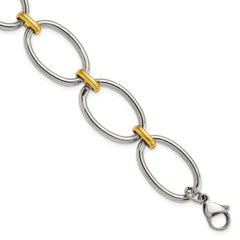 Chisel Stainless Steel Polished Yellow IP-plated Open Link 7.5 inch Bracelet with 1 inch Extension