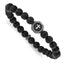 Cross Lava Stone Beaded Stretch Bracelet in Stainless Steel, 8.5mm - Sophia Jewelers