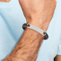 Chisel Stainless Steel Polished Black IP-plated Curb Chain 8.5 inch ID Bracelet