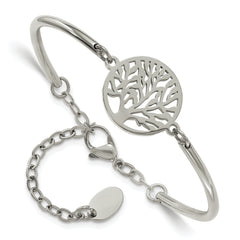 Chisel Stainless Steel Polished Tree 5.75 inch with 2 inch extension Bangle Bracelet