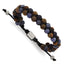 Stainless Steel Brushed Tiger's Eye and Sodalite Black Nylon Adjustable Bracelet