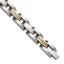 Men's Polished Stainless Steel 14K Gold Accent Link Bracelet 11mm