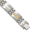 Men's Brushed and Polished Diamond Stainless Steel Link Bracelet 13.6mm