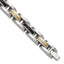 Men's Polished Stainless Steel 14K Gold Accent Link Bracelet 11mm 8.25in