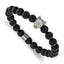 Men's Polished Black Agate Stainless Steel Bracelet 8mm