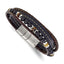 Men's Polished Brown Tiger's Eye Leather Stainless Steel Bracelet 6mm