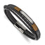 Men's Polished Leather Stainless Steel Bracelet 4mm