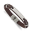 Chisel Men's Brown Leather ID Bracelet in Stainless Steel, 10mm Brushed - Sophia Jewelers