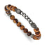 Antiqued Brown Tiger's Eye Skull Stainless Steel Bracelet 8mm