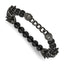 Antiqued Black Agate Crown Stainless Steel Bracelet 8mm