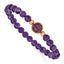 Rose-Tone Polished Purple Amethyst Stainless Steel Bracelet 7mm