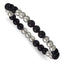Onyx Beaded Bracelet in Stainless Steel, 8.3mm Brushed & Matte Stretch - Sophia Jewelers