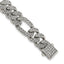 Polished Crystal Stainless Steel Figaro Chain Bracelet 12mm