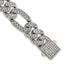 Polished Crystal Stainless Steel Figaro Chain Bracelet 16mm