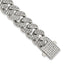 Polished Crystal Stainless Steel Curb Chain Bracelet 15mm