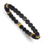 Gold-Tone Antiqued Black Lava Stone Stainless Steel Bracelet