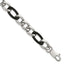 Polished Black Stainless Steel Figaro Chain Bracelet 9.3mm
