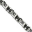 Stainless Steel Brushed and Polished Black Rubber Inlay Greek Key Bracelet for Men