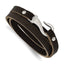Chisel Men's Black & Brown Leather Wrap Bracelet in Stainless Steel, 24 Inch - Sophia Jewelers