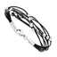 Stainless Steel Polished Beaded Multi-Strand Black Leather Bracelet for Women