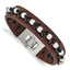 Chisel Men's Brown Leather Beads Bracelet in Stainless Steel, 8.5 Inch - Sophia Jewelers