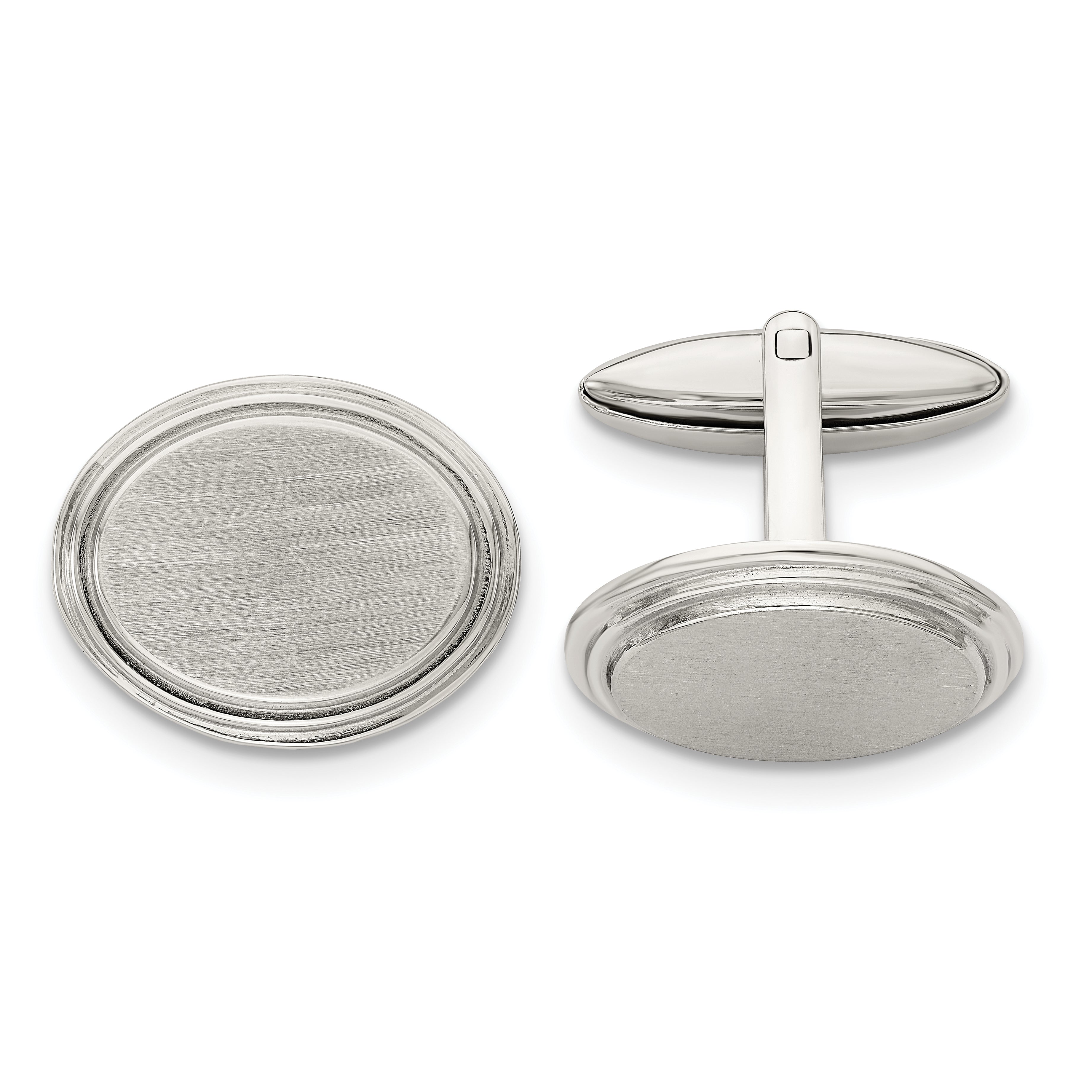 Chisel Stainless Steel Brushed and Polished Oval Cufflinks