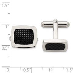 Chisel Stainless Steel Polished Black Carbon Fiber Inlay Cufflinks