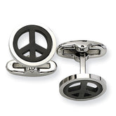 Stainless Steel Black-plated Peace Symbol Cufflinks