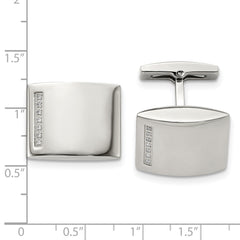 Chisel Stainless Steel Polished CZ Cufflinks