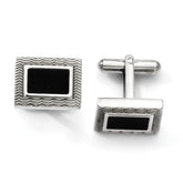 Stainless Steel Black Enamel Cufflinks