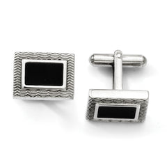 Stainless Steel Black Enamel Cufflinks