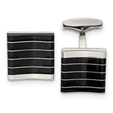 Stainless Steel Polished Black Cat's Eye Square Cufflinks