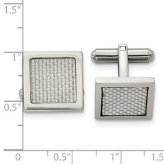 Chisel Stainless Steel Polished with Grey Carbon Fiber Inlay Square Cufflinks