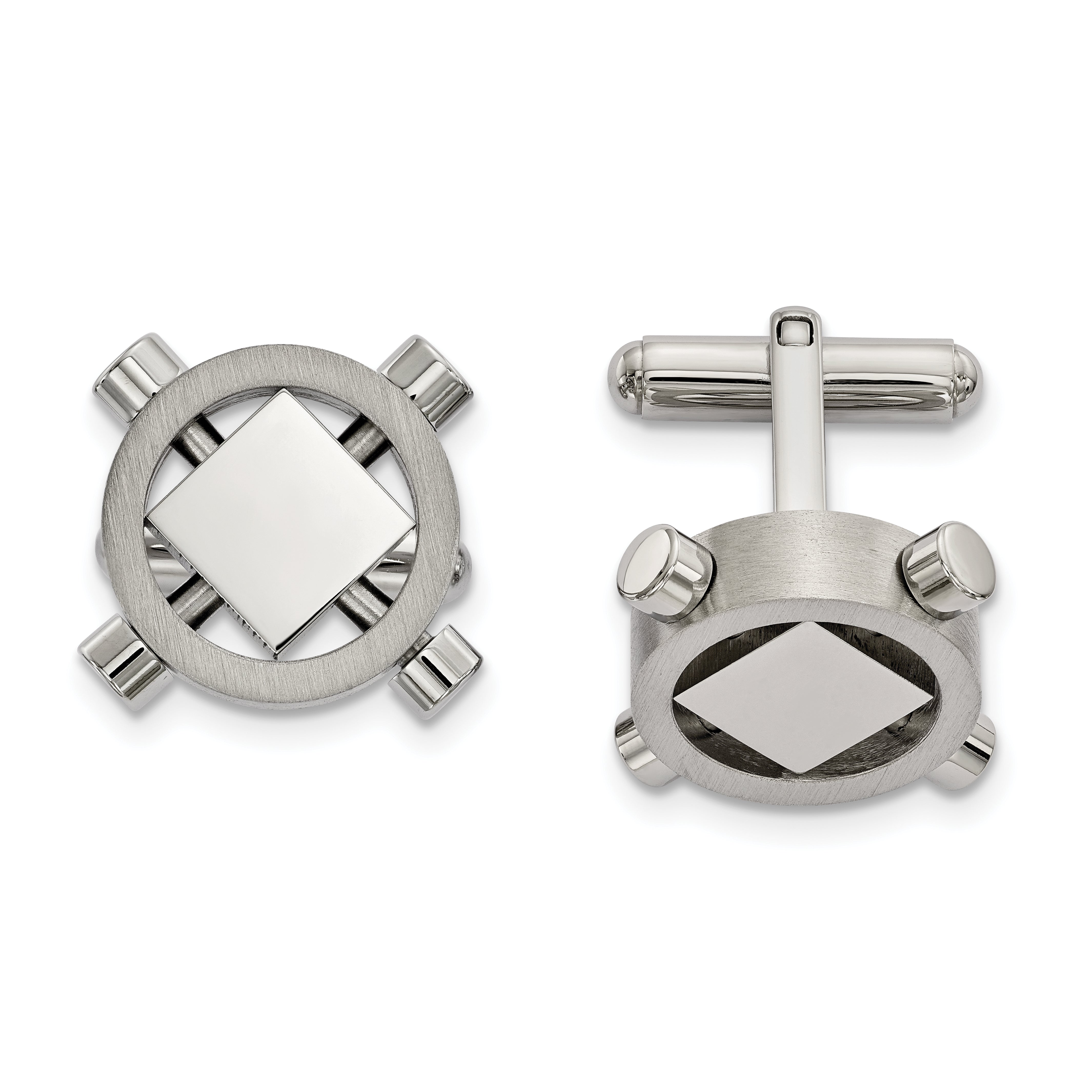 Chisel Stainless Steel Brushed and Polished Cufflinks